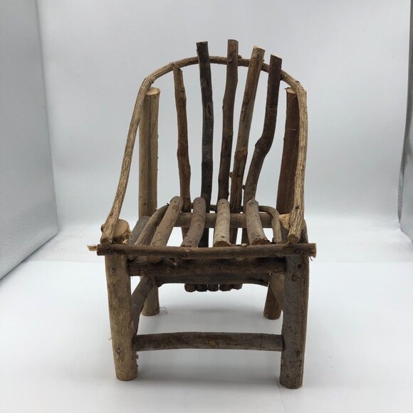 Vintage rustic wooden handmade primitive folk art doll chair dollhouse display - Picture 1 of 8